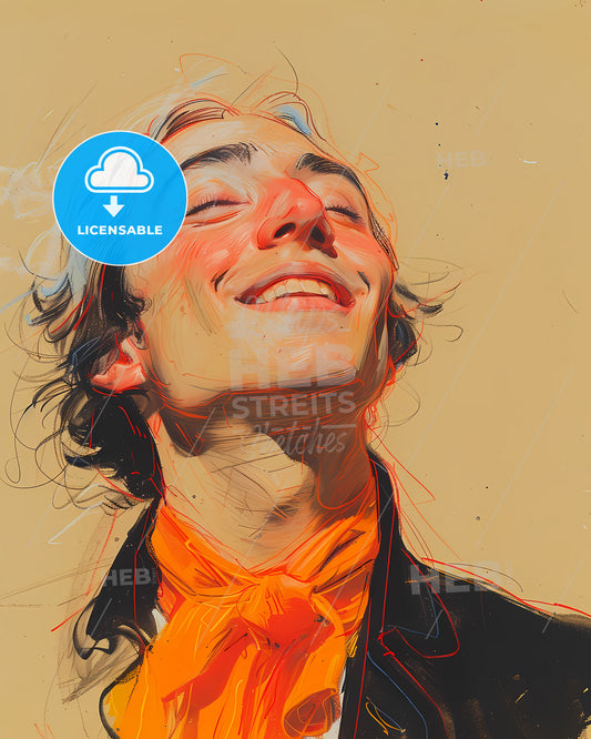 Giovanni Battista, Sammartini, 1701 - 1775, a man with blue hair and a red tie