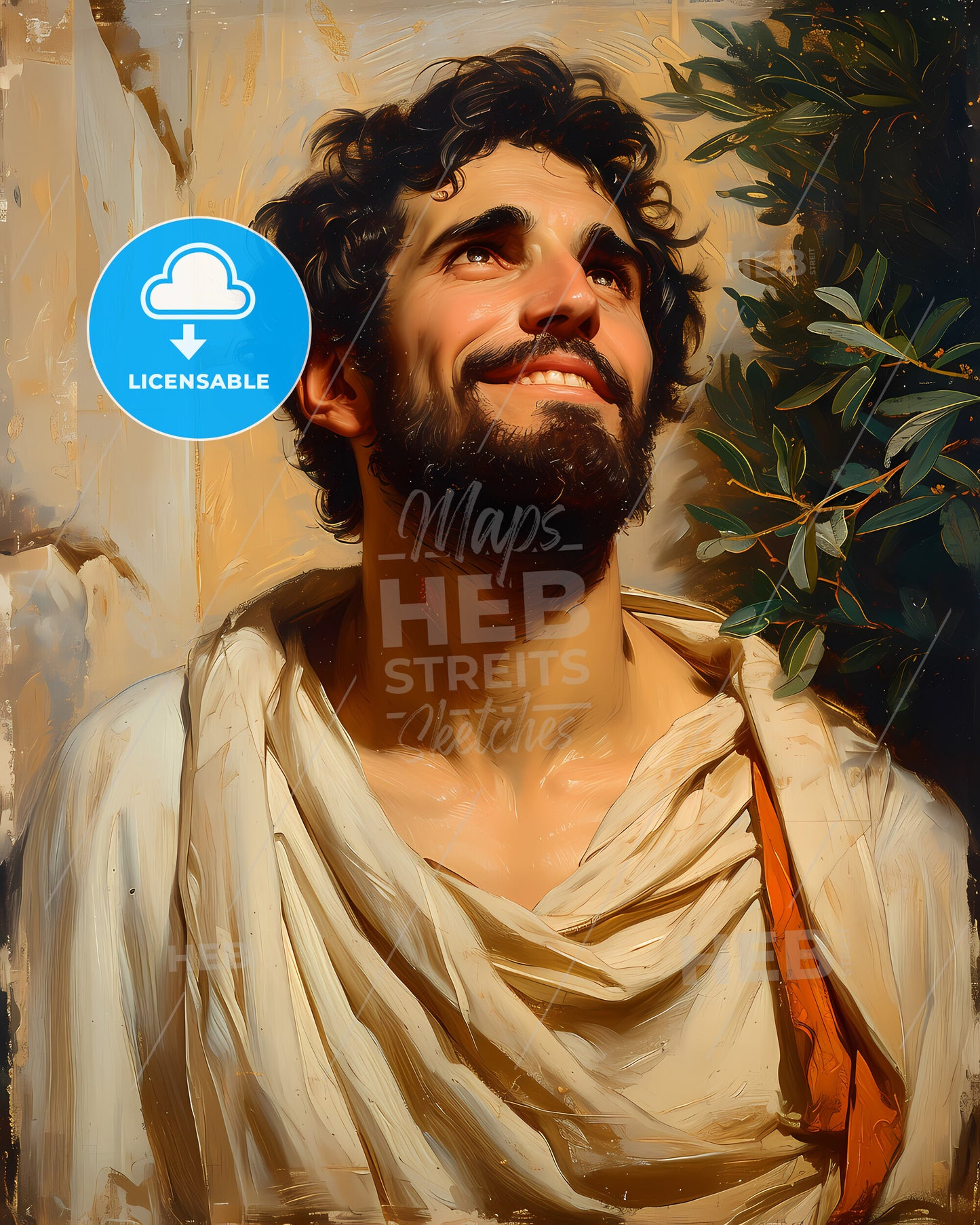 Belisarius, c. 500 CE - 565 CE, a man in a robe looking up