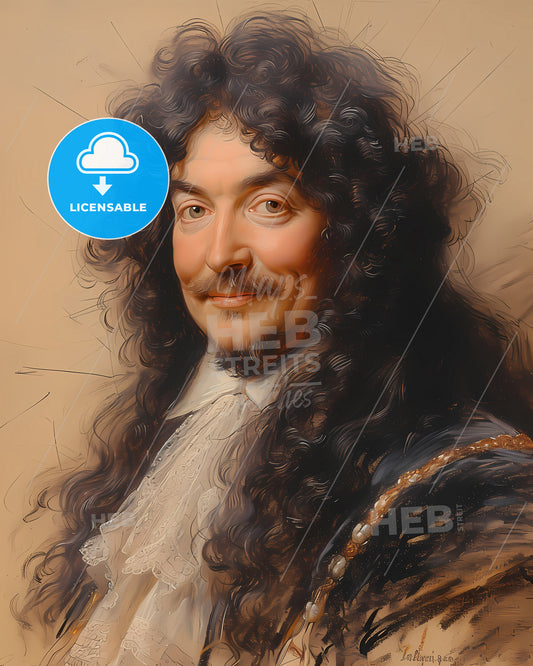 King of France, Louis XIV, 1638 - 1715, a man with long curly hair