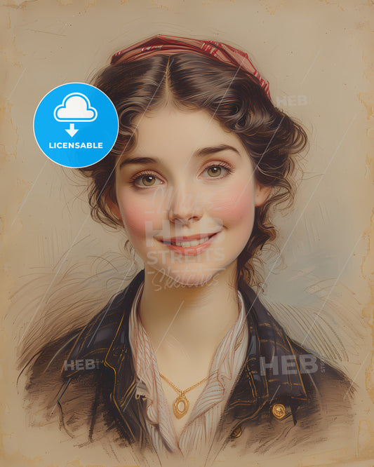 Charlotte, Cushman, 1816 - 1876, a woman smiling with a red bow on her head