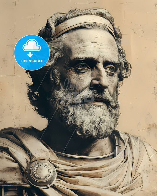 Thucydides, c. 460 BCE - c. 395 BCE, a man with a beard and a crown