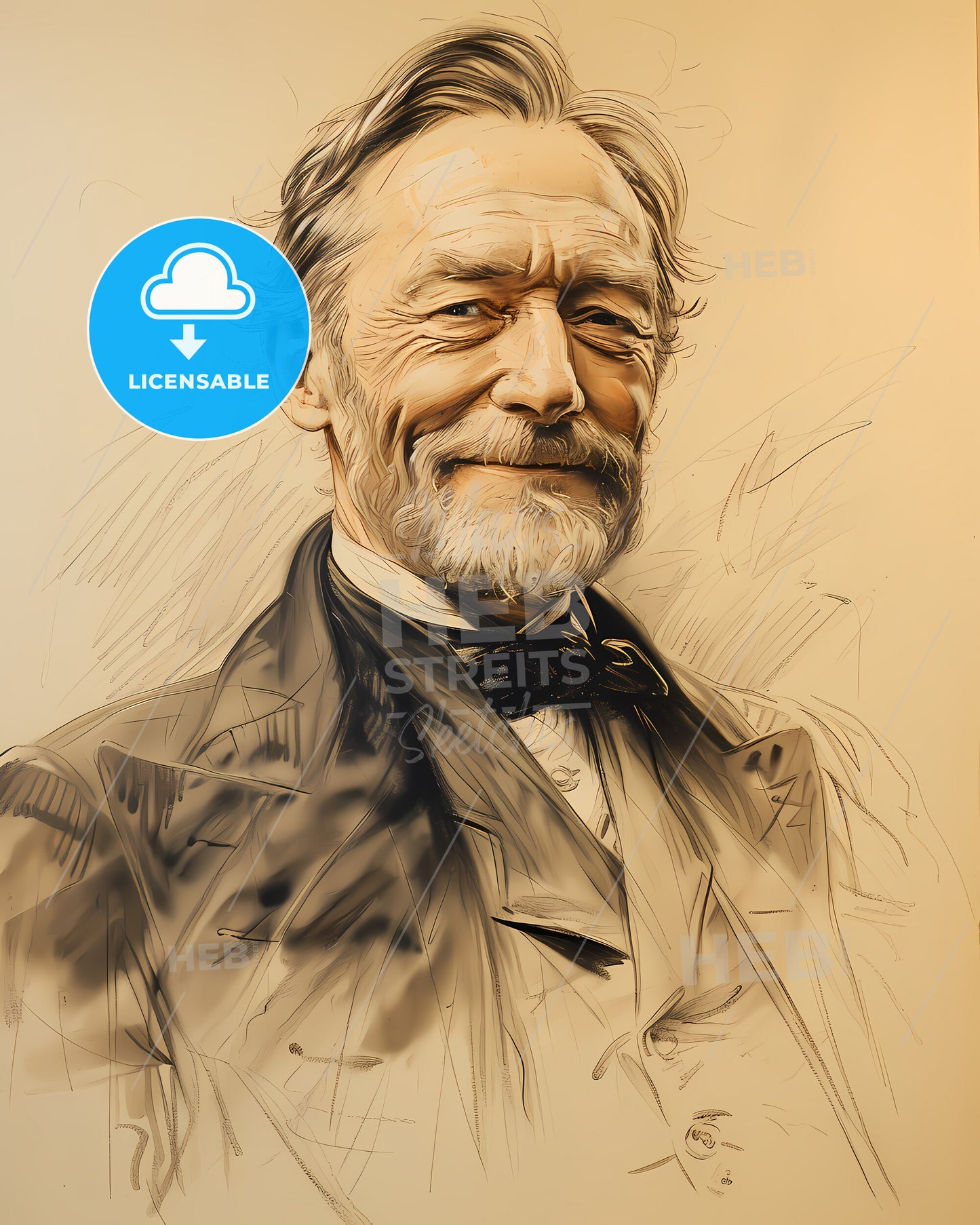 William Tecumseh, Sherman, 1820 - 1891, a drawing of a man