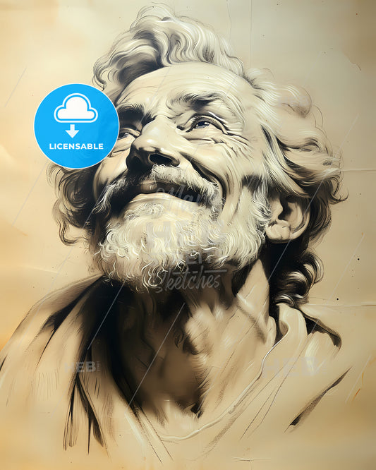 Tacitus, c. 57 CE - c. 117 CE, a drawing of a man smiling