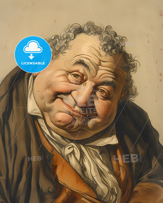 George, Frideric Handel, 1685 - 1759, a man with curly hair and a brown jacket