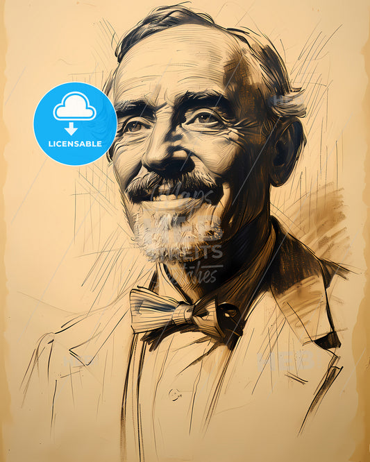 William, Osler, 1849 - 1919, a drawing of a man smiling