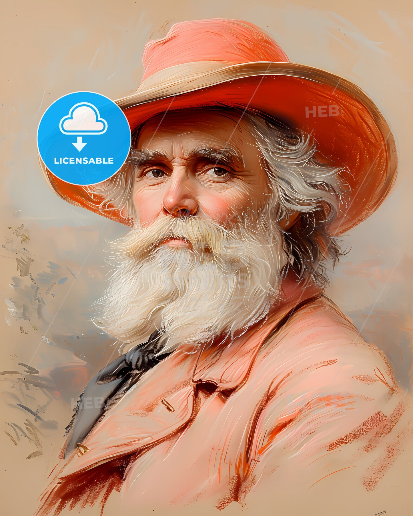 John Wesley, Powell, 1834 - 1902, a man with a white beard and a hat