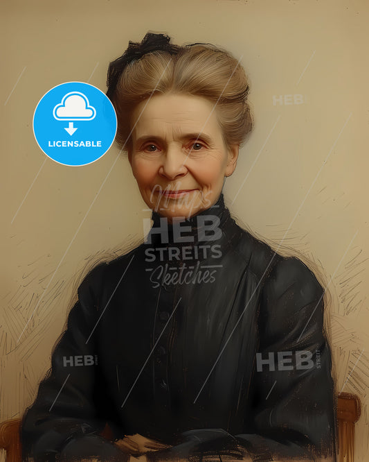 Marie, Curie, 1867 - 1934, a woman in a black shirt