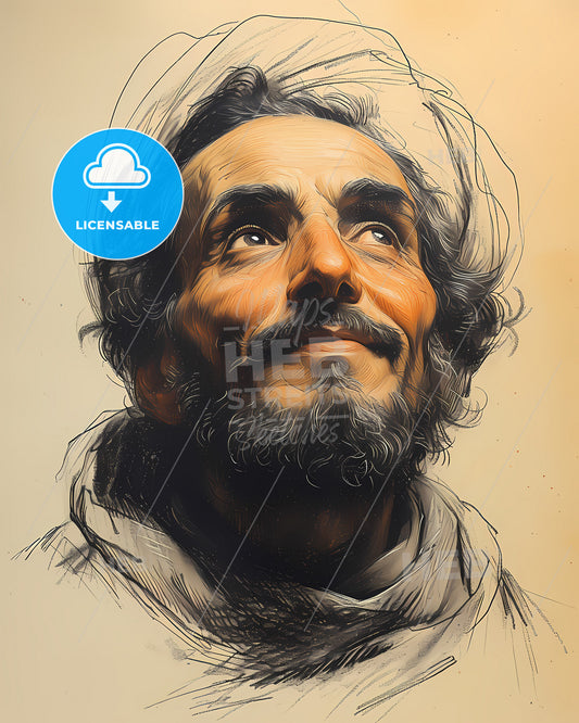 Al-Haytham, Ibn al-Haytham, 965 - 1040, a drawing of a man looking up