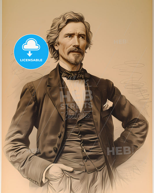 John, Muir, 1838 - 1914, a man in a suit with Seated Lincoln in the background