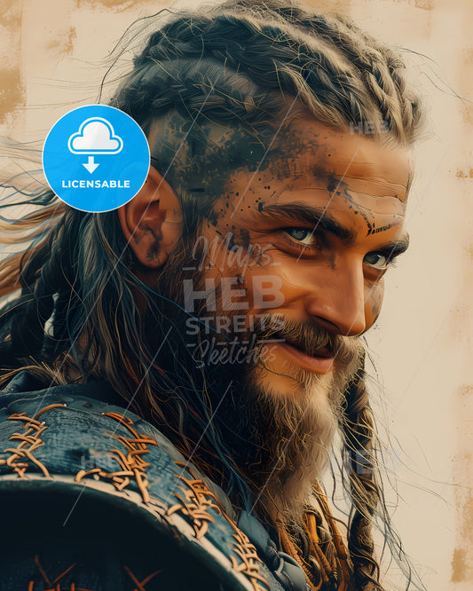 Ragnar, Lothbrok, c. 9th century - c. 865, a man with braided hair and beard