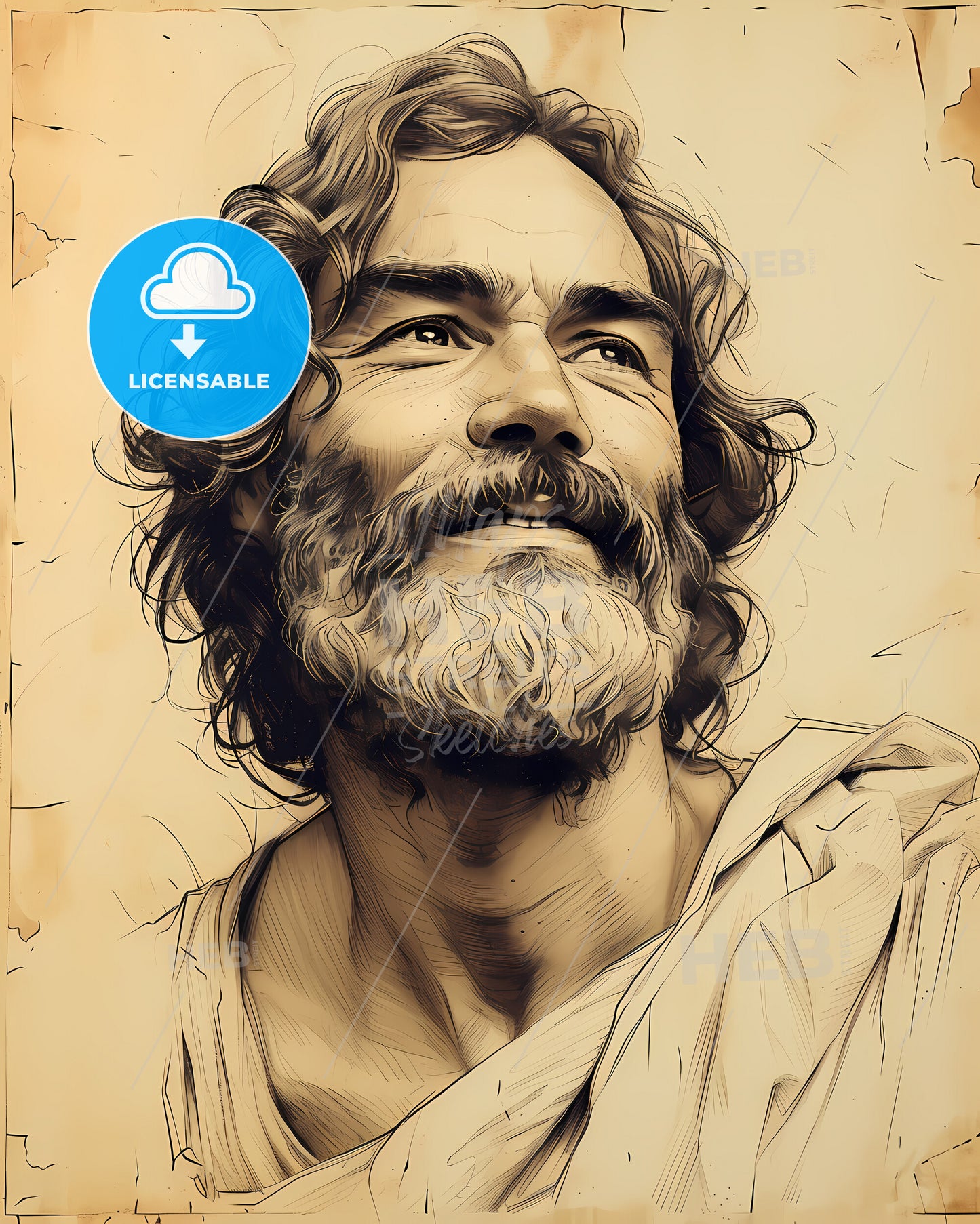 Homer, c. 8th century BCE - c. 8th century BCE, a drawing of a man with a beard