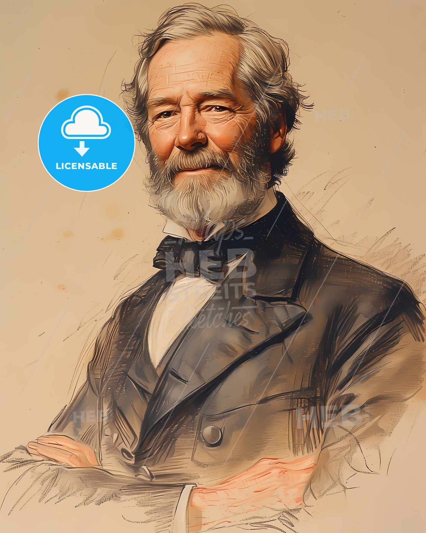 Andrew, Johnson, 1808 - 1875, a man with a beard and mustache wearing a suit