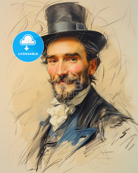 Johann, Strauss II, 1825 - 1899, a man wearing a top hat