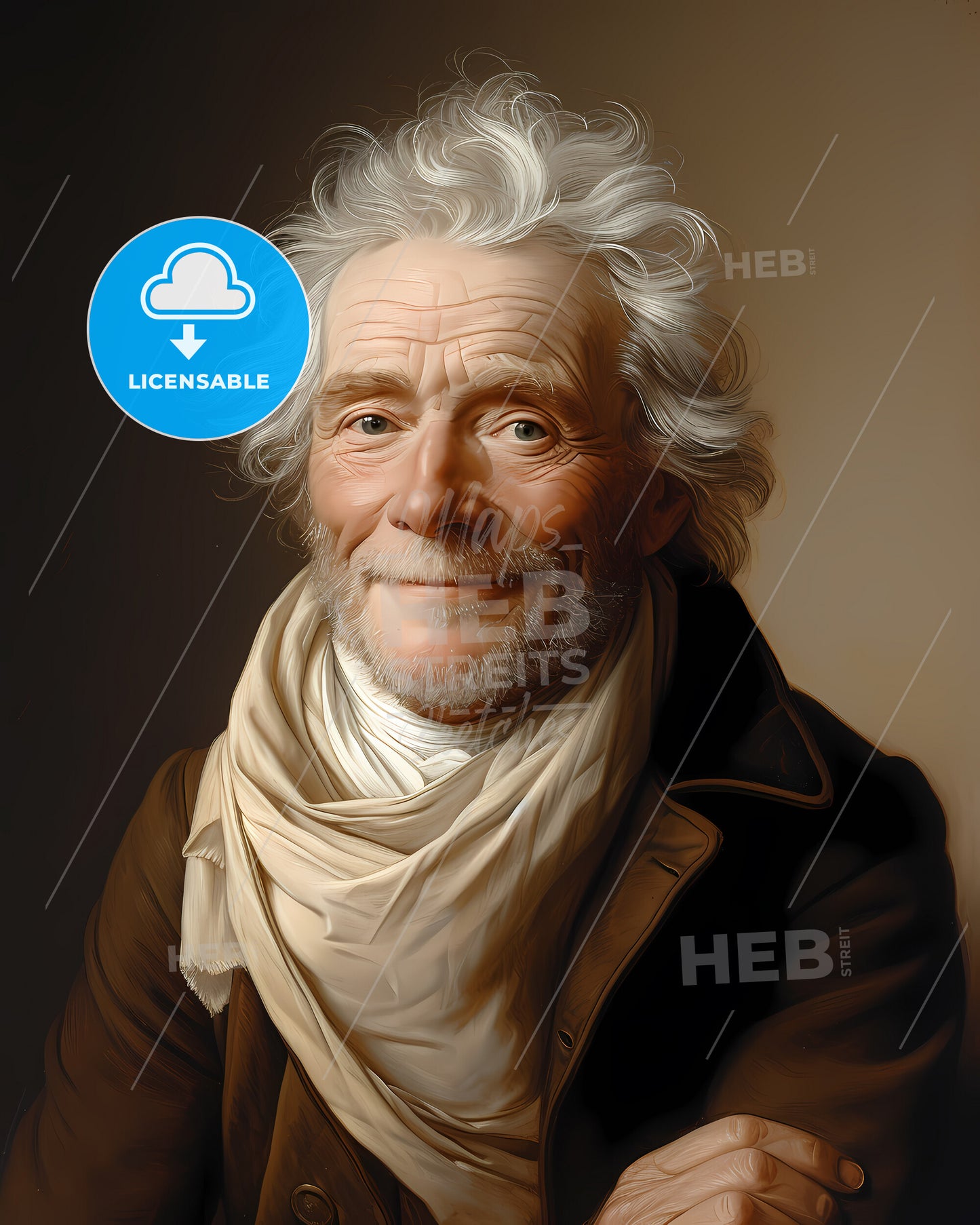 John, Wilkinson, 1728 - 1808, a man with white hair and a scarf