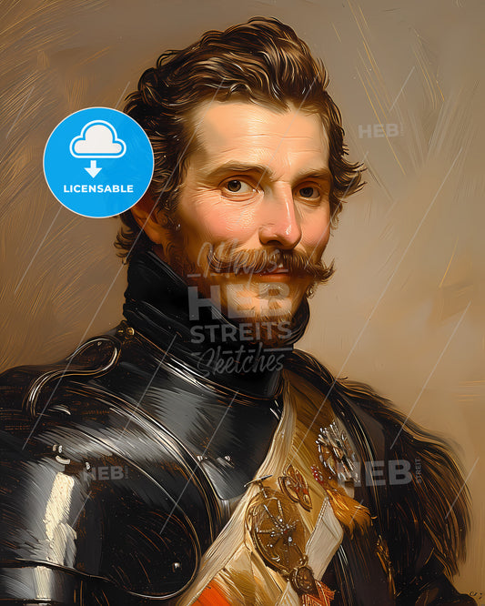 Charles IV, Spain, 1748 - 1819, a man with a mustache and a black coat