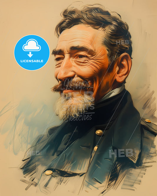 Admiral, David Farragut, 1801 - 1870, a man with a mustache and beard