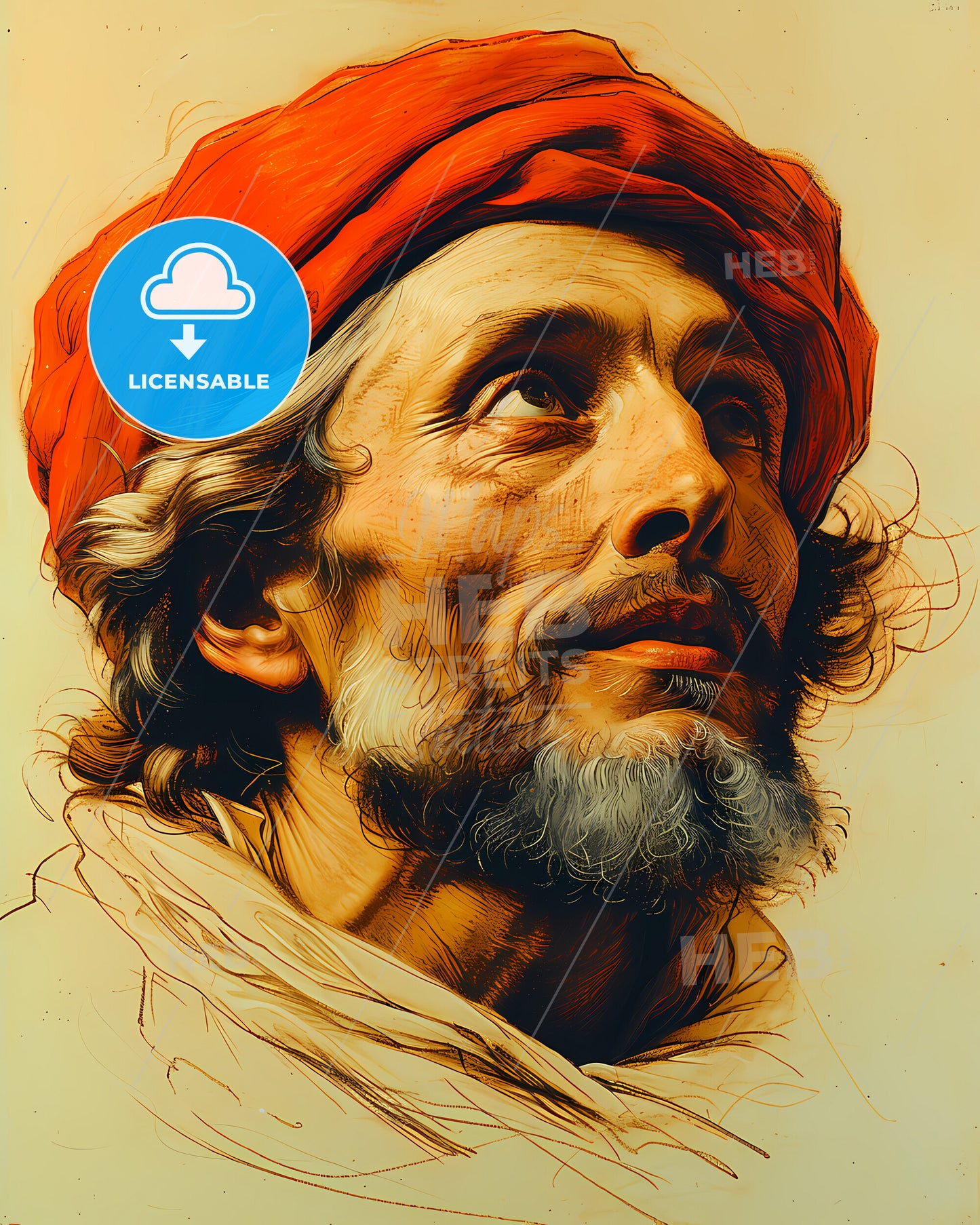 Giorgio, Vasari, 1511 - 1574, a painting of a man with a red headdress