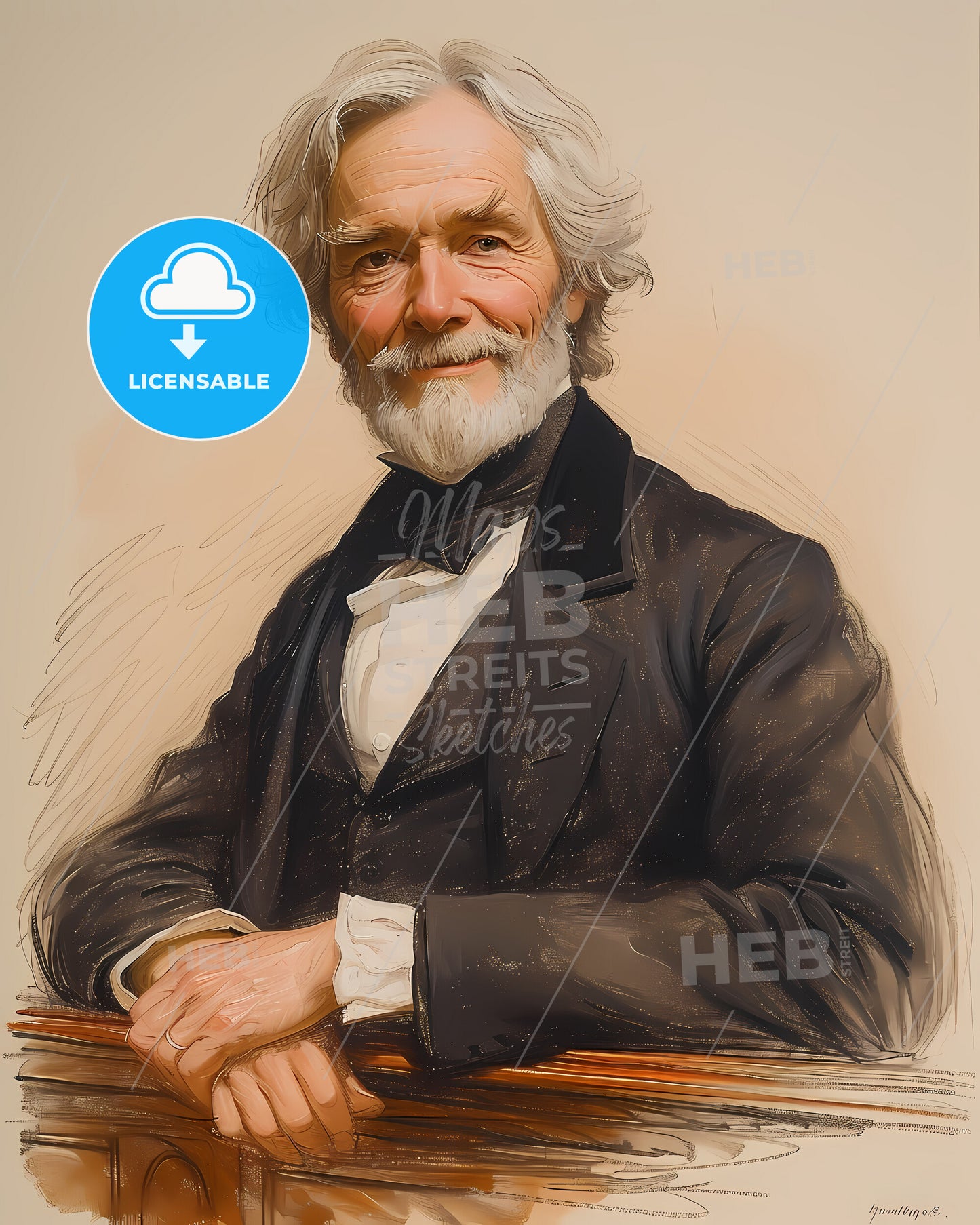 Sir William, Herschel, 1738 - 1822, a man with white hair and beard wearing a suit