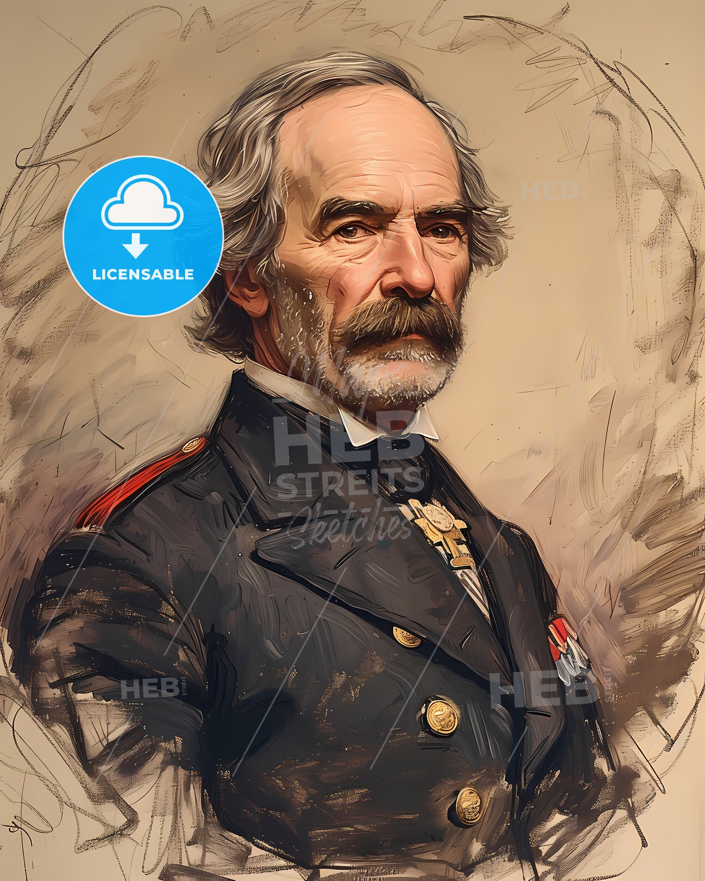 General, Ambrose Burnside, 1824 - 1881, a man in a military uniform