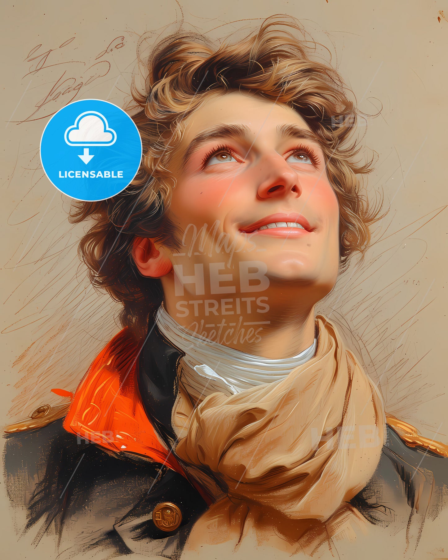 Marquis, de Lafayette, 1757 - 1834, a man looking up to the sky