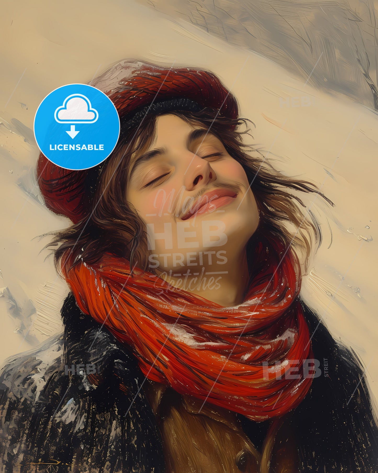 Camille, Pissarro, 1830 - 1903, a person with a red hat and scarf