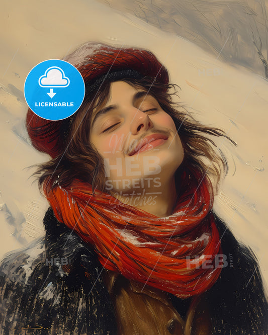 Camille, Pissarro, 1830 - 1903, a person with a red hat and scarf