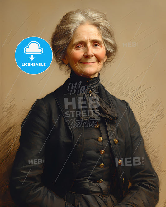 Elizabeth, Garrett Anderson, 1836 - 1917, a woman in a black jacket