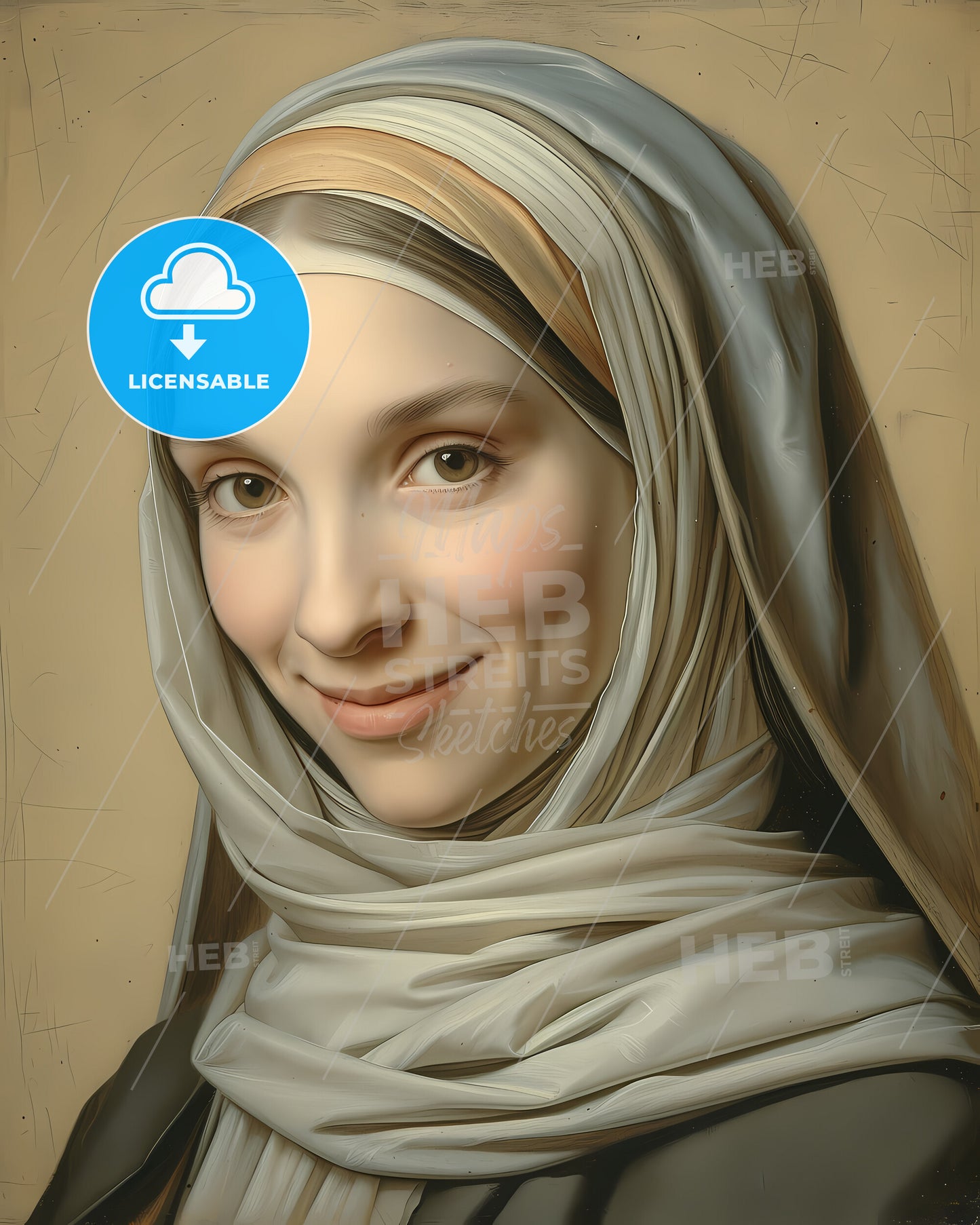 Mariana, Alcoforado, 1640 - 1723, a woman wearing a head scarf