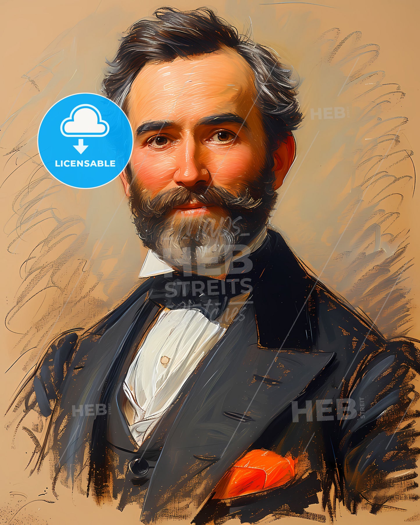 Ludwig, Minkus, 1826 - 1917, a man with a beard and mustache