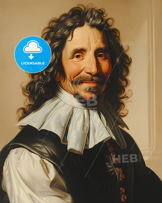 René-Robert, Cavelier, 1643 - 1687, a man with long curly hair and a beard