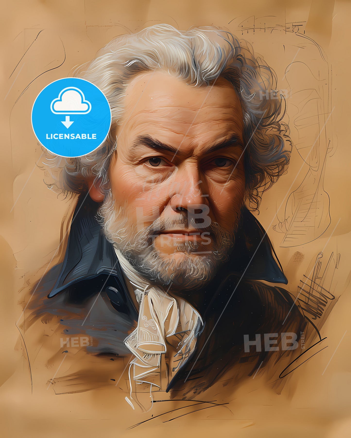 Johann C. Friedrich, Bach, 1732 - 1795, a man with white hair and beard