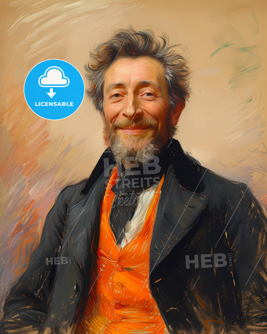 Camille, Pissarro, 1830 - 1903, a man in a black coat