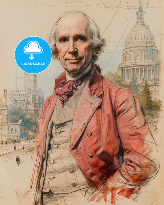 James, Madison, 1751 - 1836, a man in a red coat