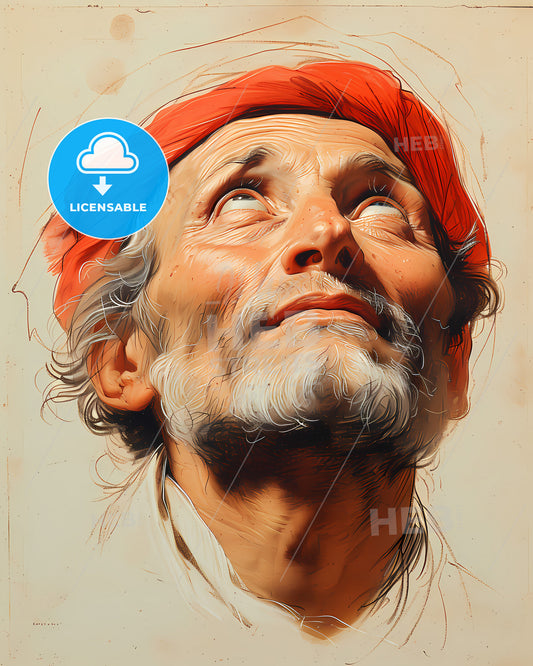 Giotto, di Bondone, c. 1267 - 1337, a painting of a man looking up