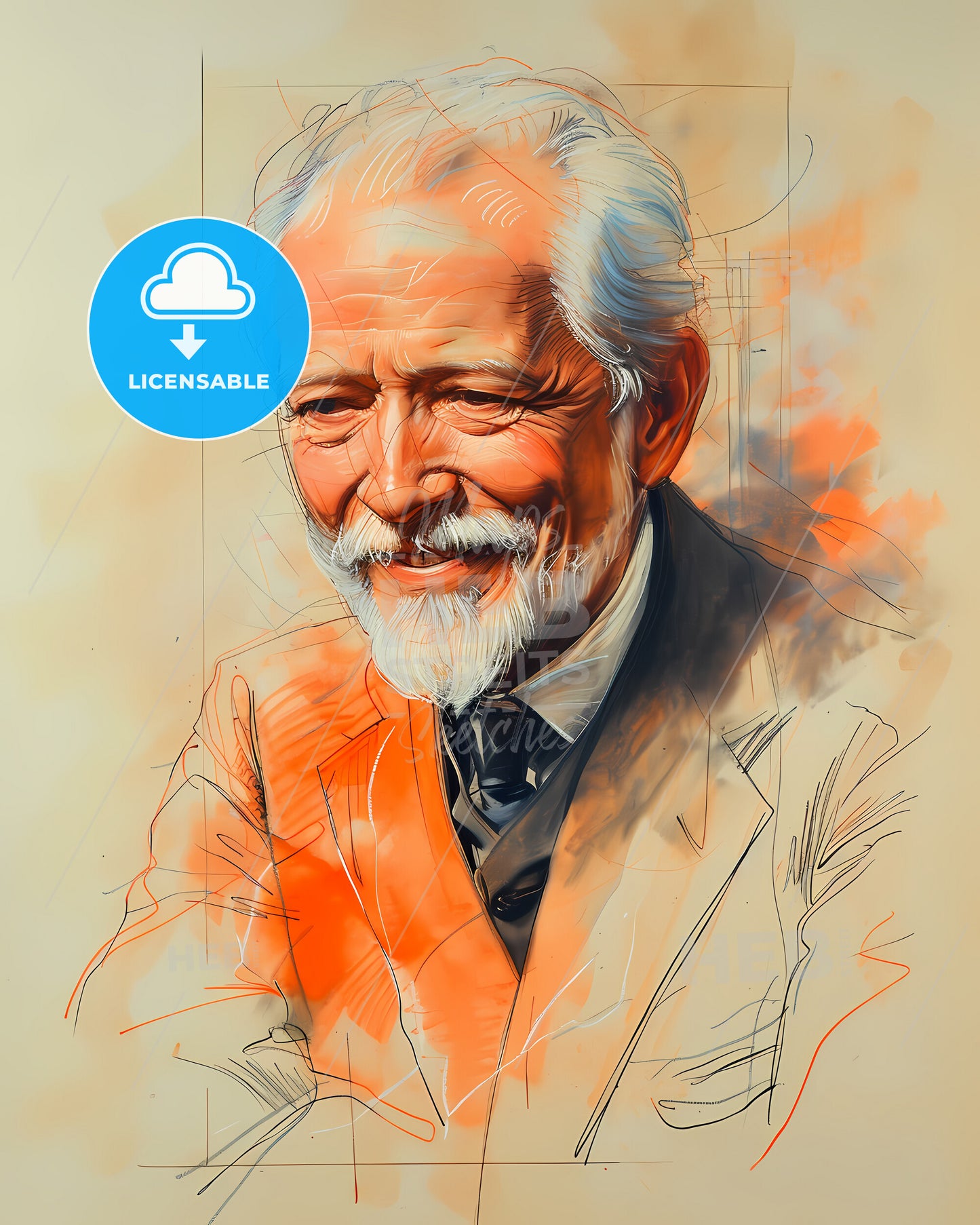 Pyotr Ilyich, Tchaikovsky, 1840 - 1893, a drawing of a man with a beard