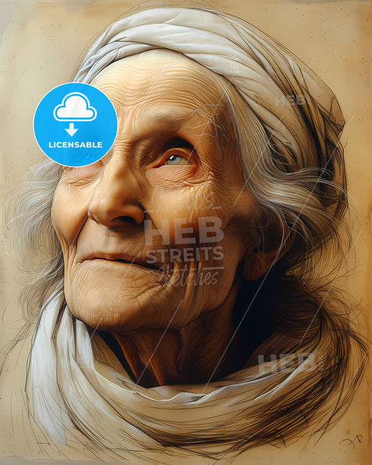 Giotto, di Bondone, c. 1267 - 1337, an old woman with a white scarf