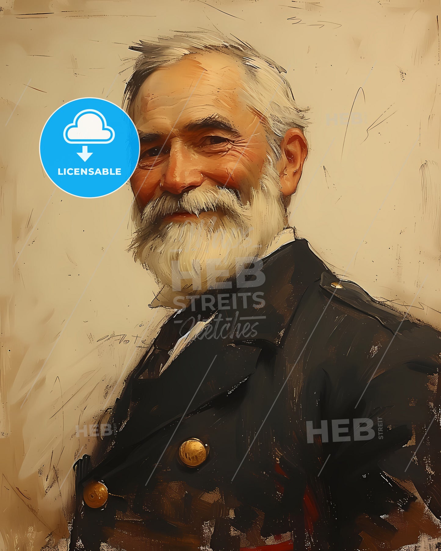 George, Nares, 1831 - 1915, a man with a white beard and mustache