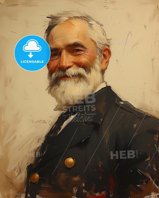 George, Nares, 1831 - 1915, a man with a white beard and mustache