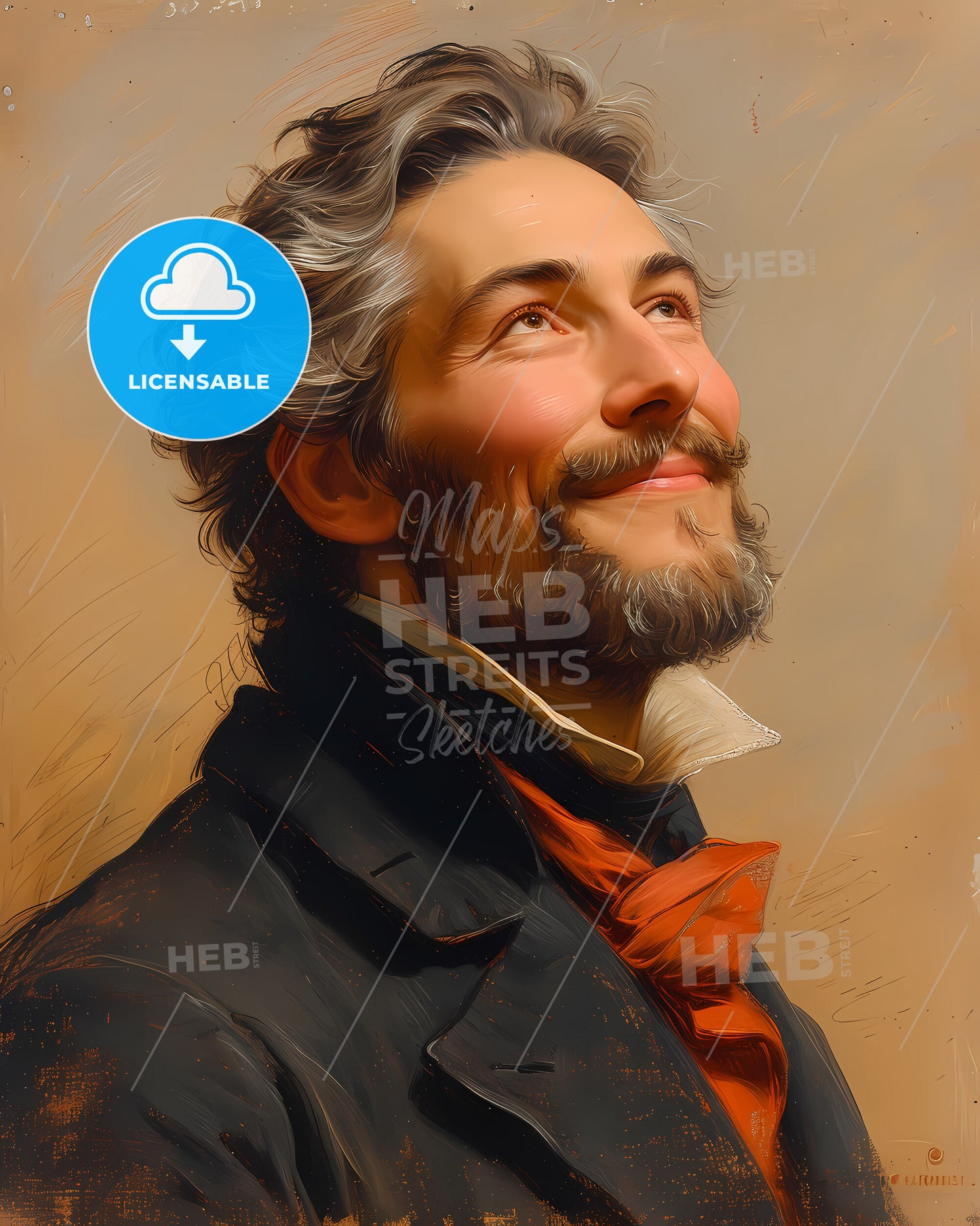 Johann C. Friedrich, Bach, 1732 - 1795, a man looking up to the sky