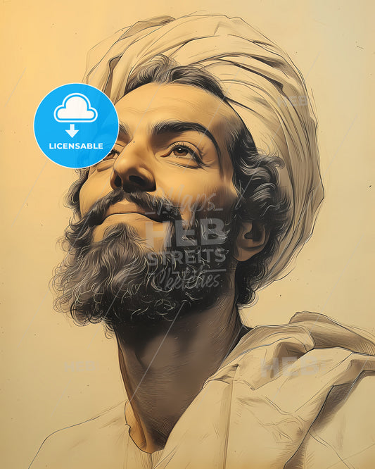 Hafez, 1315 - 1390, a man with a beard and turban