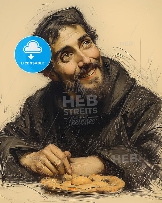 St. Francis, of Assisi, 1181 - 1226, a man smiling and looking up