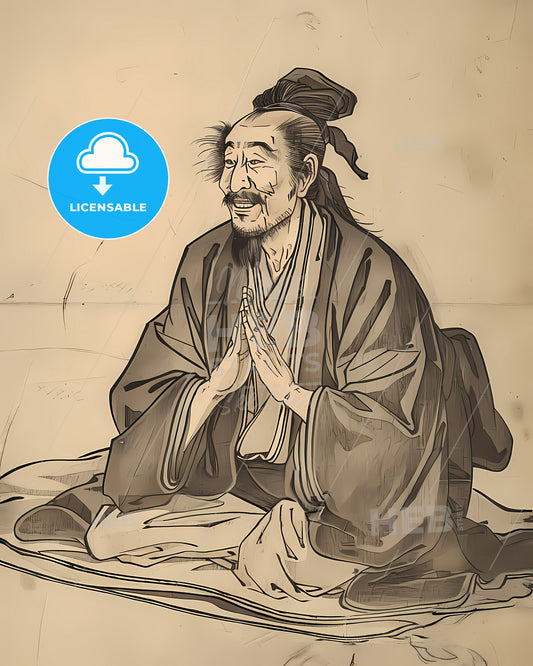 Kamo, no Chōmei, 1155 - 1216, a man in a robe