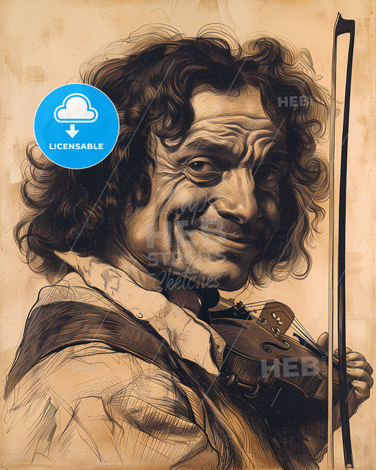 Francesco, Maria Veracini, 1690 - 1768, a man with curly hair holding a violin