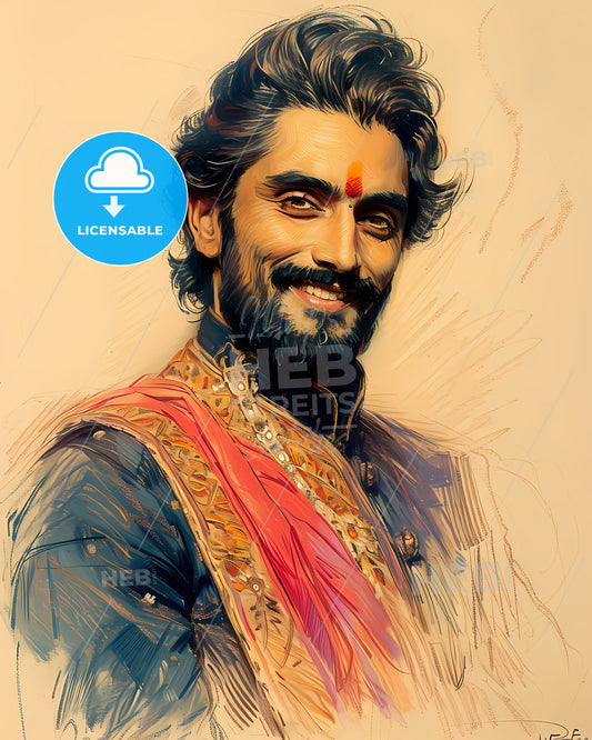 Shah, Jahan, 1592 - 1666, a man smiling with a beard