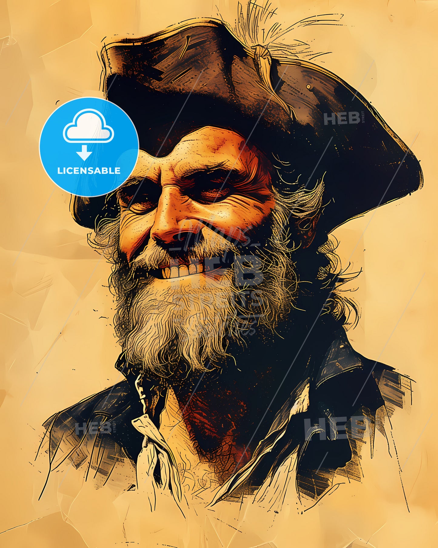 Sebastián, Vizcaíno, 1548 - 1624, a man with a beard and mustache wearing a pirate hat