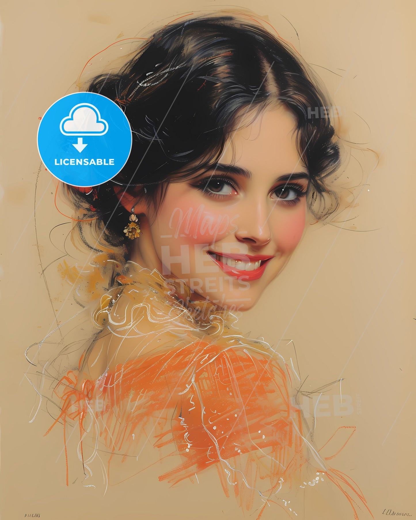 Eleonora, Duse, 1858 - 1924, a woman with a flower in her hair