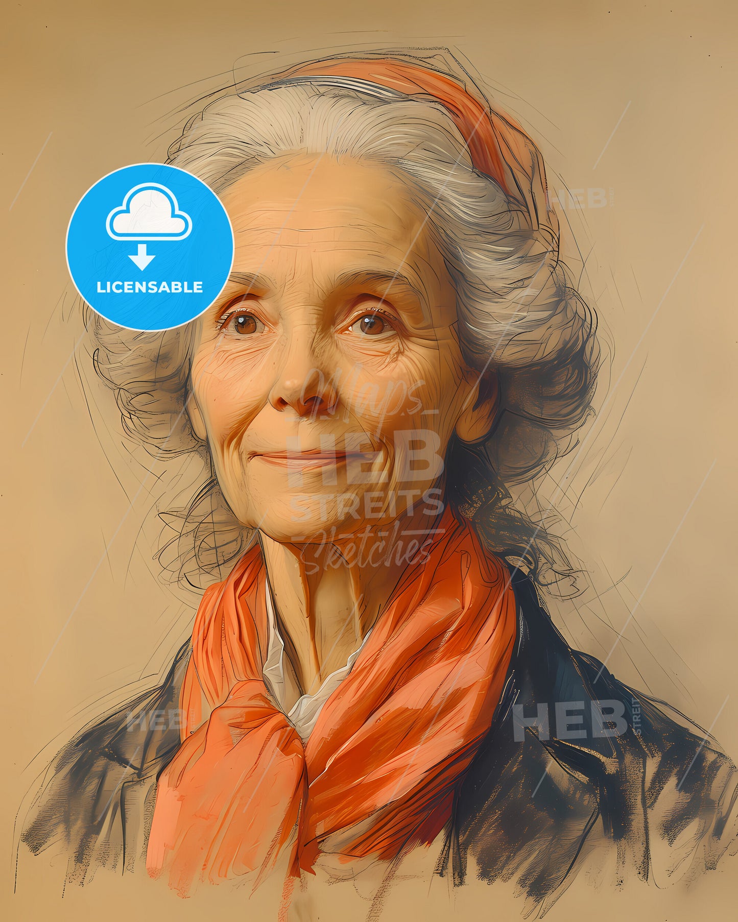 Maria, Gaetana Agnesi, 1718 - 1799, a woman with white hair and a red scarf