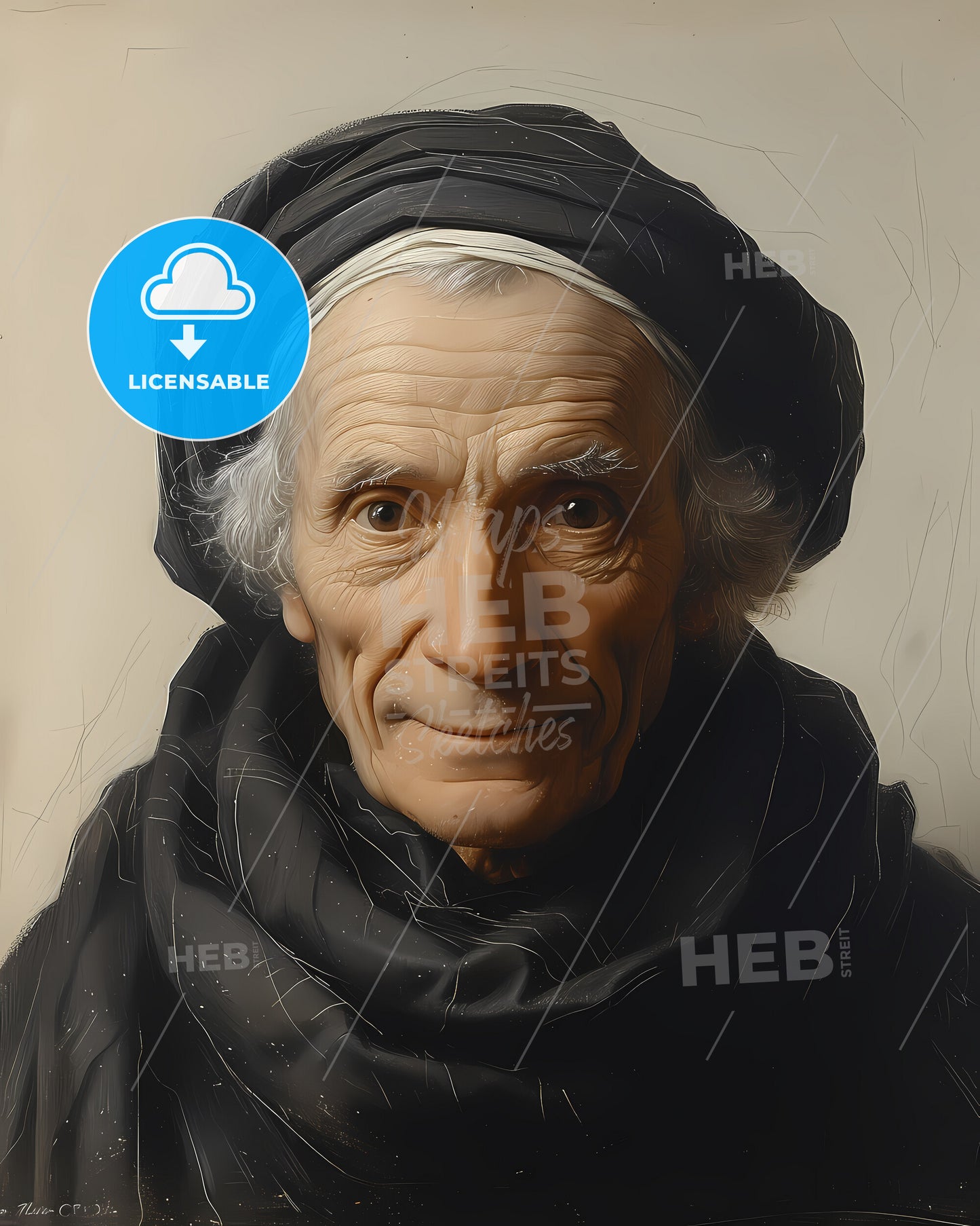 John, Michell, 1724 - 1793, a man wearing a black scarf and a black headdress