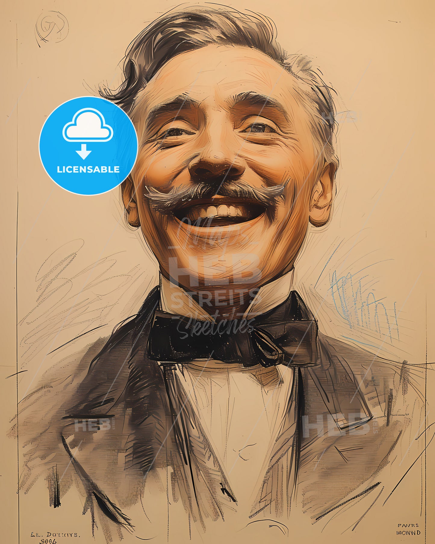 Alfred, Nobel, 1833 - 1896, a drawing of a man smiling