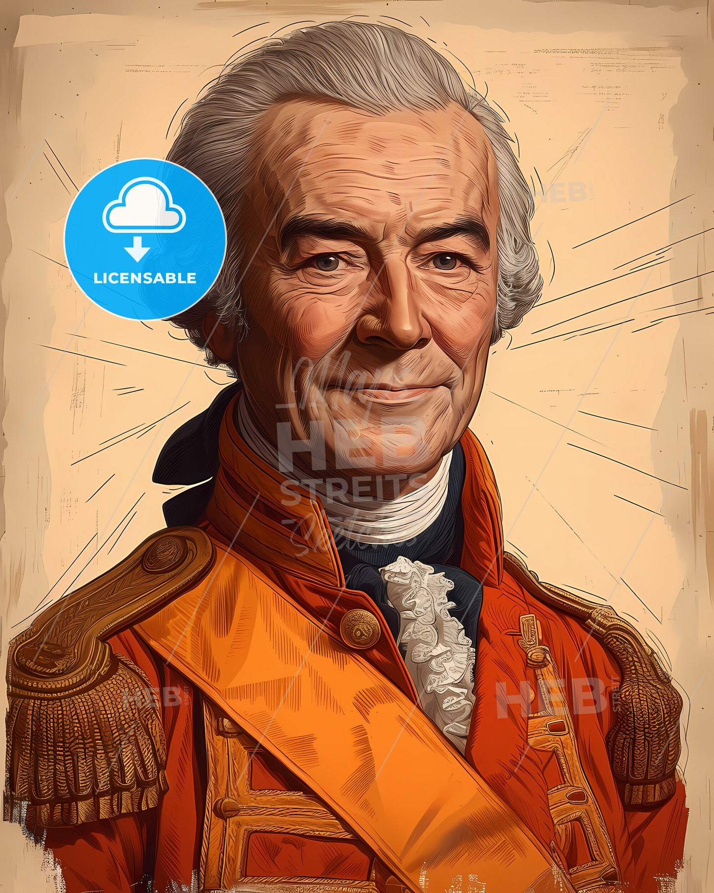 General, Robert Clive, 1725 - 1774, a man in an orange uniform